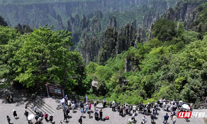 5月1日，游人在张家界国家森林公园天子山景区游玩。吴勇兵/摄
