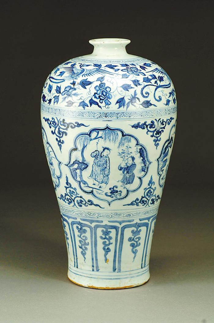 元 青花四爱图梅瓶