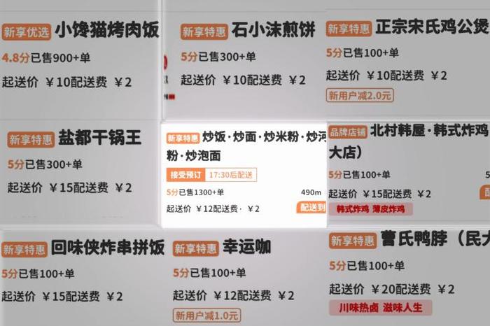 新享平台”炒饭“与其他几个店铺销量对比