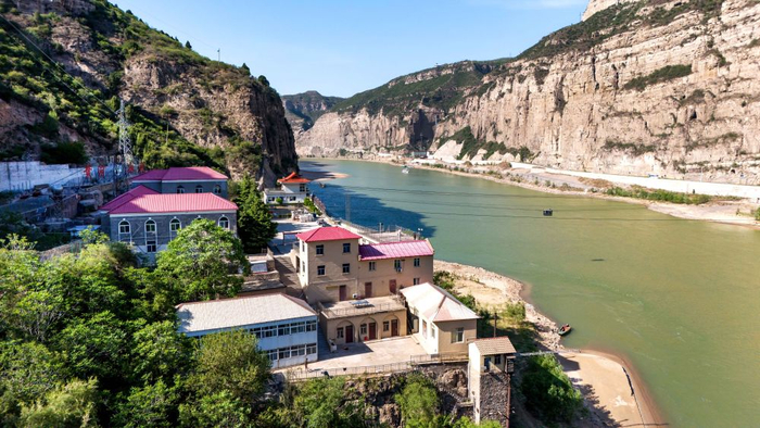 龙门水文站（无人机照片，4月28日摄）。新华社记者 邹竞一 摄