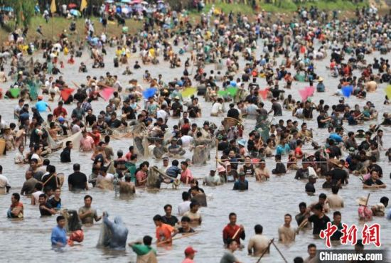 　　5月3日，上万人在孟连体验捉鱼乐趣。孟连县融媒体中心 供图