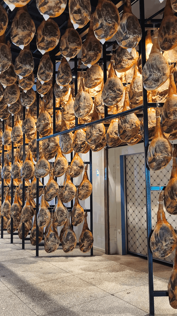 图为宣威老浦家火腿窖藏间的宣威火腿