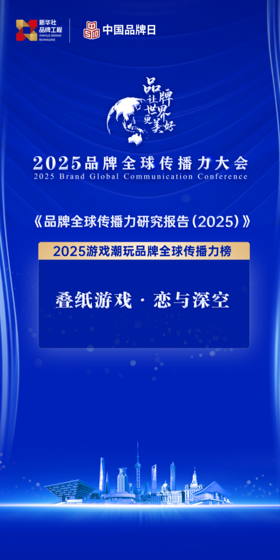 (图说:叠纸游戏《恋与深空》登上2025游戏潮玩品牌全球传播力榜)