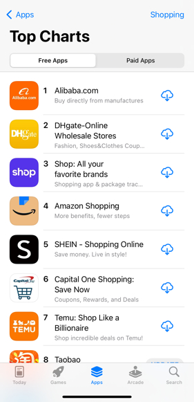（图：阿里国际站登顶美国App store购物榜）