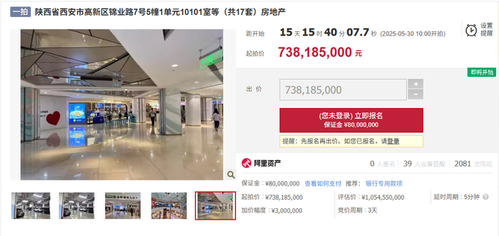来源：阿里司法拍卖平台公告