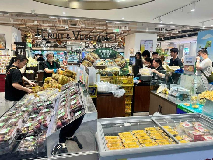 盒马门店已上架榴莲鲜果