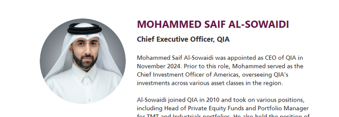 穆罕默德·阿尔·索瓦迪来源：QIA官网