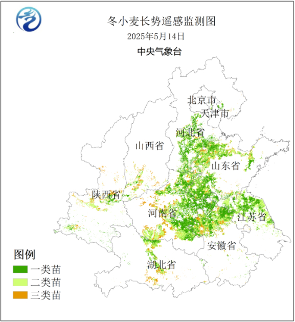 图 1冬小麦主产省苗情遥感监测