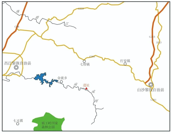 南或河遗址位置图。