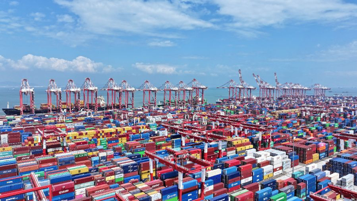 （近两天的广州港南沙港区三期码头一片繁忙景象，图片来源：广州港）