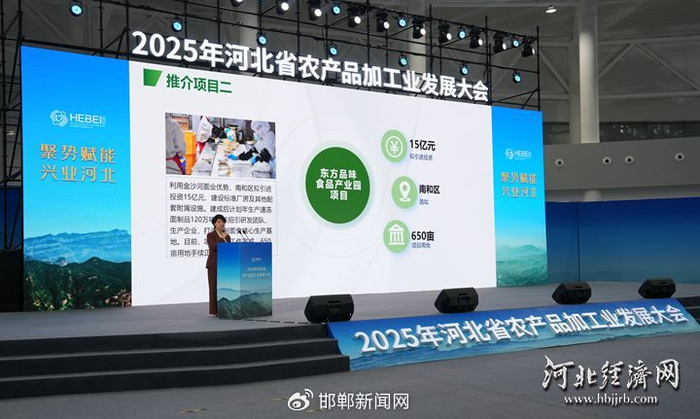 邢台市食品加工产业隆起带规划建设工作专班负责人进行项目推介。河北经济日报记者 贾宏博 摄