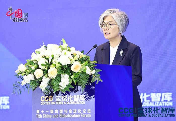 美国亚洲协会主席兼CEO、韩国原外交部长康京和发表主旨演讲。（CCG供图）