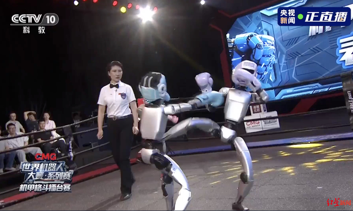 人形机器人搏斗 截图自央视新闻