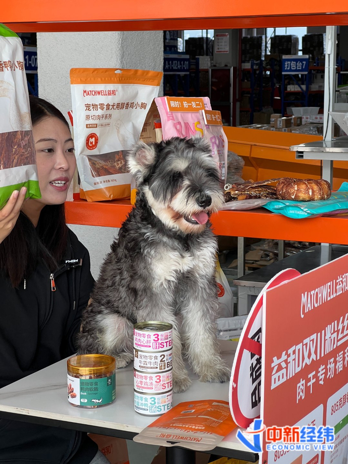 2024年双11期间，主播走进益和宠物的工厂直播 来源：受访者提供