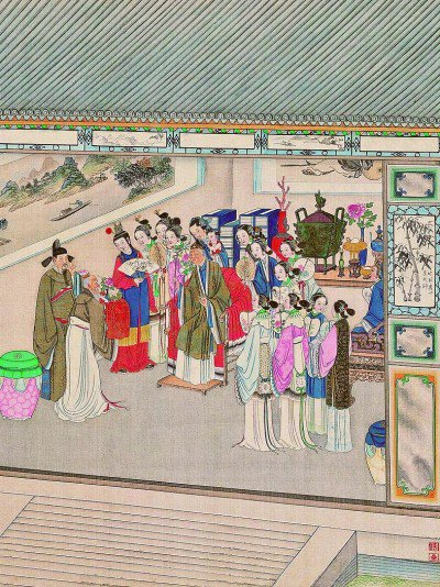     清·孙温绘《全本红楼梦图·张道士提亲》