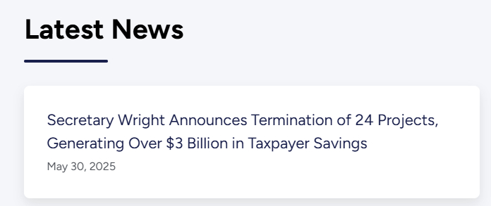 来源：美国能源部官网