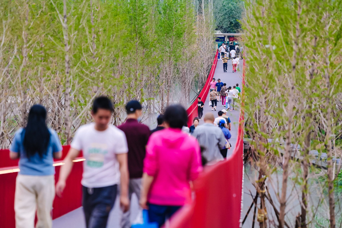 市民在步道漫步