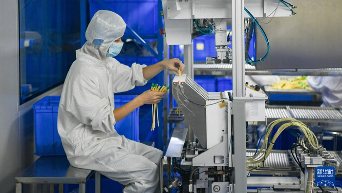 工作人员在海南维力医疗科技开发有限公司生产车间里工作（5月21日摄）。新华社记者 杨冠宇 摄