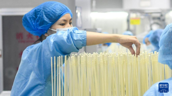 工作人员在海南维力医疗科技开发有限公司生产车间里工作（5月21日摄）。新华社记者 杨冠宇 摄