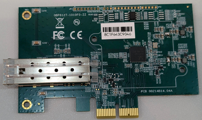 ▲ 带 SFP 的 RTL8127ATF 拓展卡，图源：techpowerup（下同）