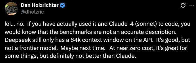 X 上关于 DeepSeek 更新的帖子｜图片来源：X