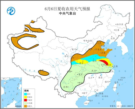 图3  2025年6月6日夏收农用天气预报