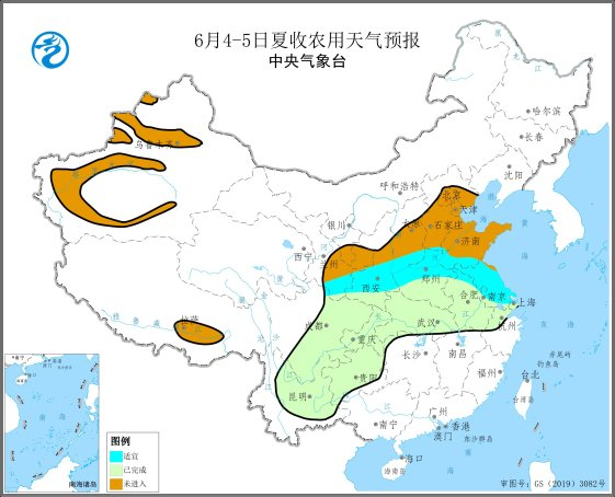 图2  2025年6月4-5日夏收农用天气预报