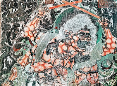 觉山寺舍利塔壁画较为完整地描绘了明王形象，开启了元、明、清明王类造像的先河。