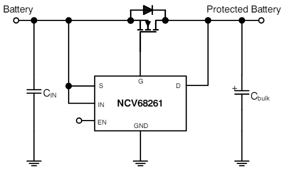 图2 NCV68261应用原理图（理想二极管）