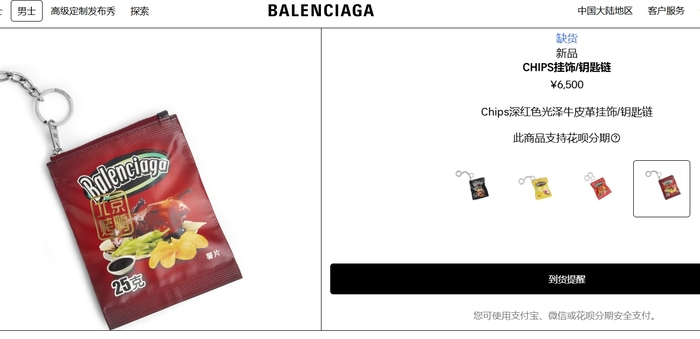 图片来源：巴黎世家官网