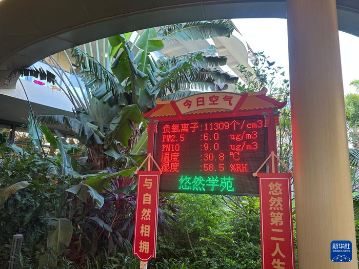 海南省陵水黎族自治县的一家康养机构实时监测环境空气数值。新华社记者 陈凯姿 摄