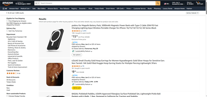 亚马逊平台上展示的RCS认证产品