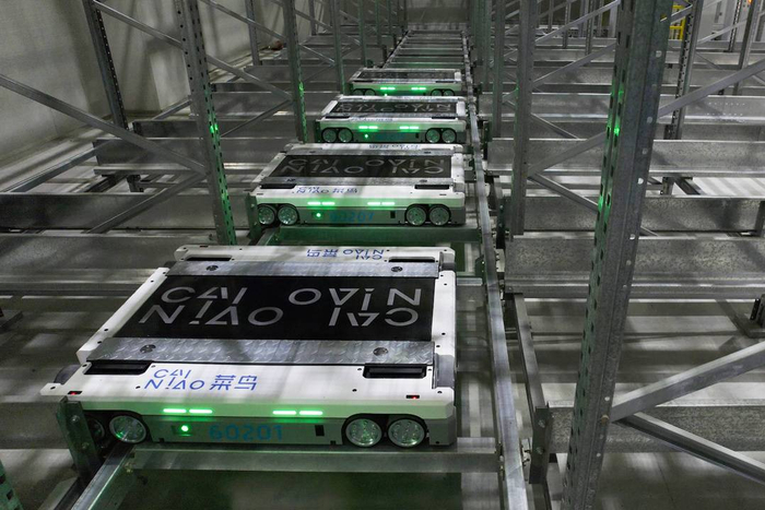 菜鸟研发的自动化仓储系统已被广泛使用。