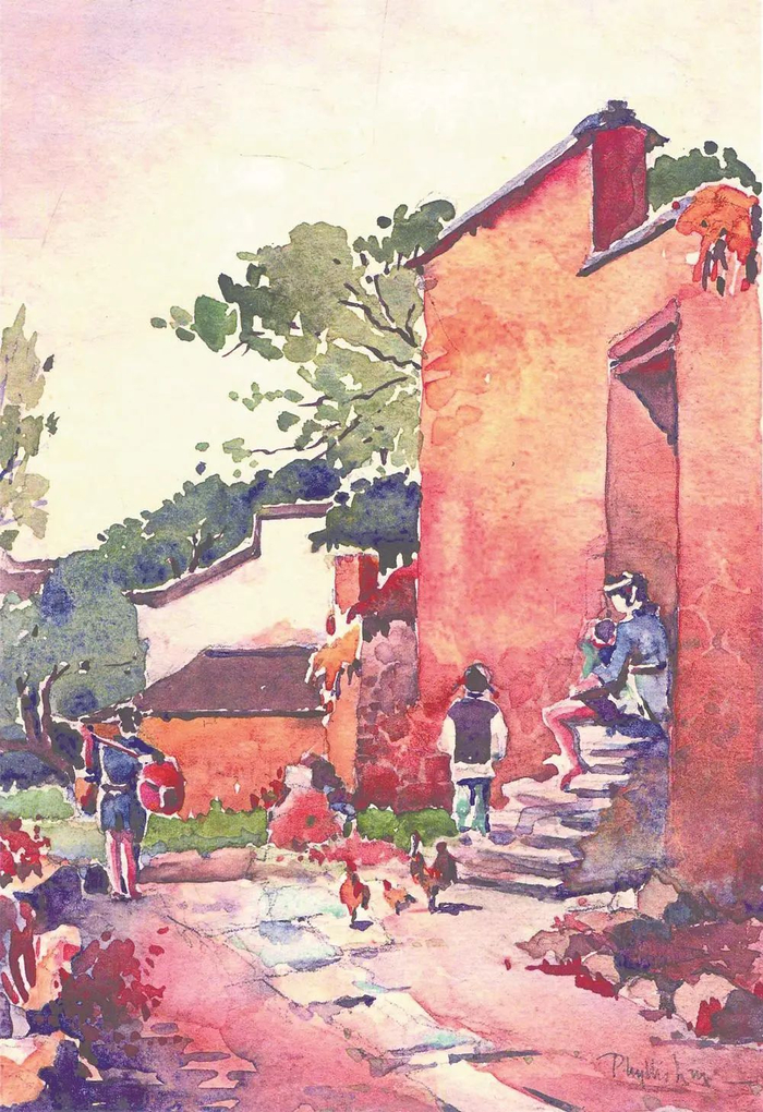 林徽因创作的水彩画《家乡福州》。图源：福建省艺术馆