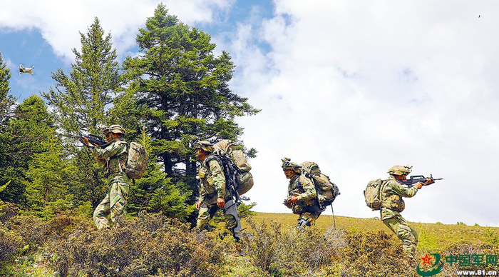 　　陆军某旅官兵携战备装具参加野外训练。苏清鹏摄