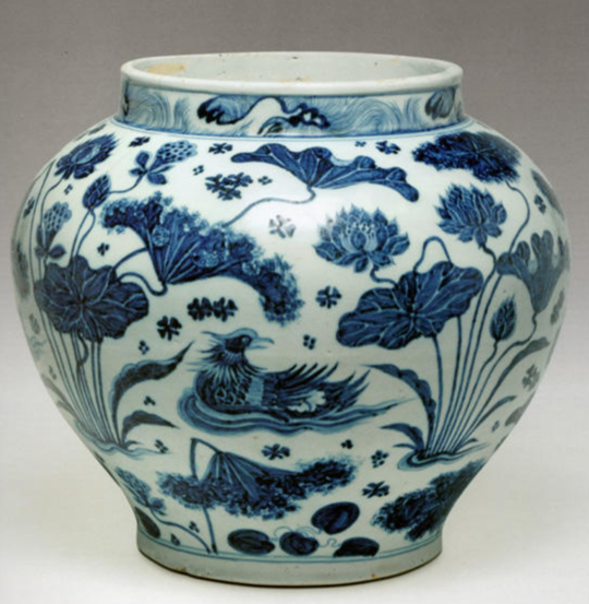 青花莲池鸳鸯纹罐·元 英国剑桥大学费兹威廉博物馆藏