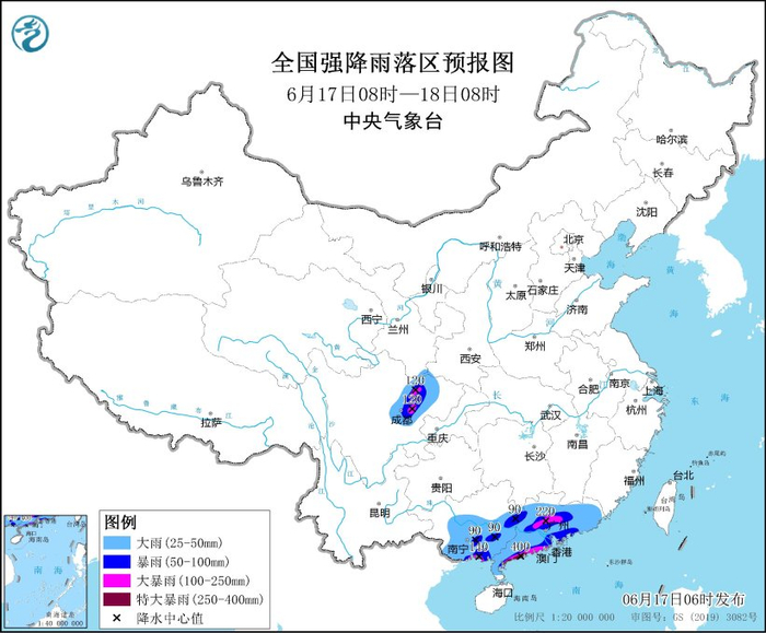 图1 全国强降雨落区预报图