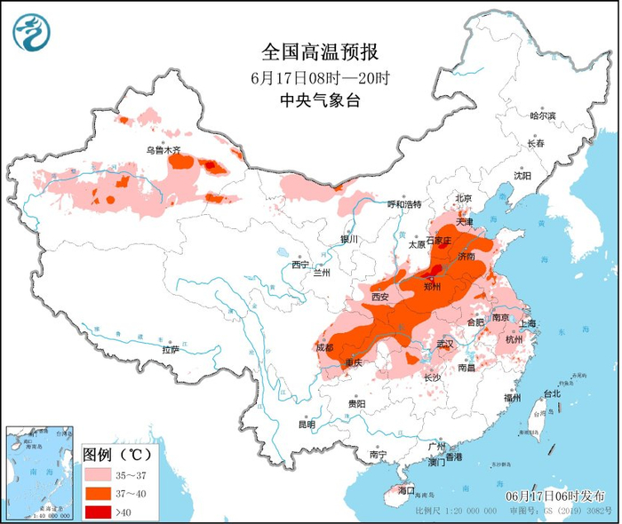 图2 全国高温预报图