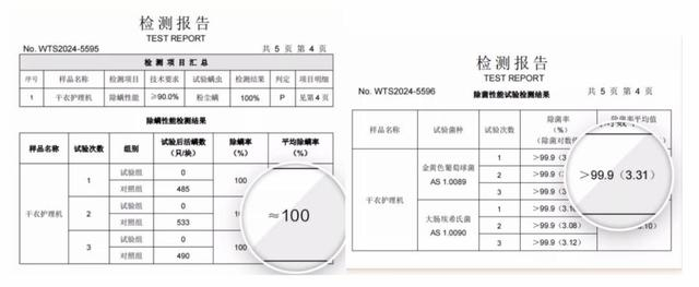 △除菌除螨效果，图片截取自商品页面