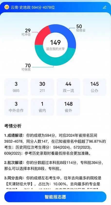图片来源：百度AI聊志愿截图