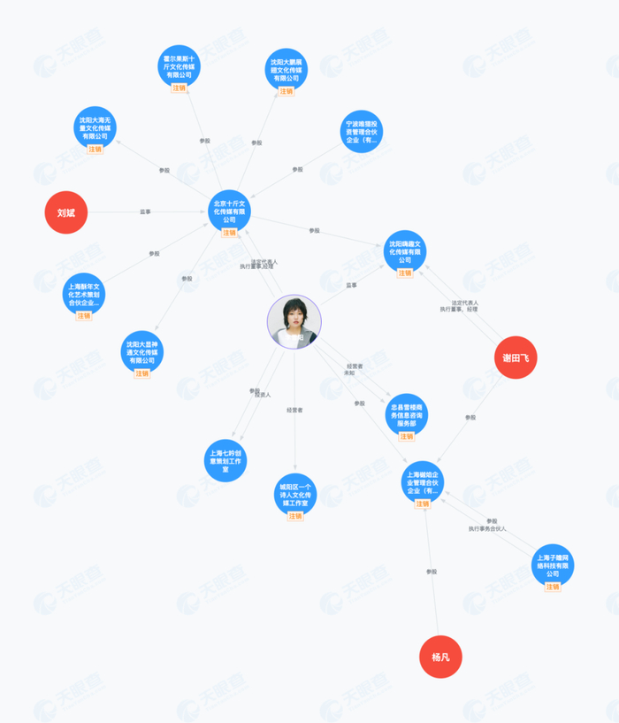 李雪琴与谢田飞的商业版图交集。图/天眼查