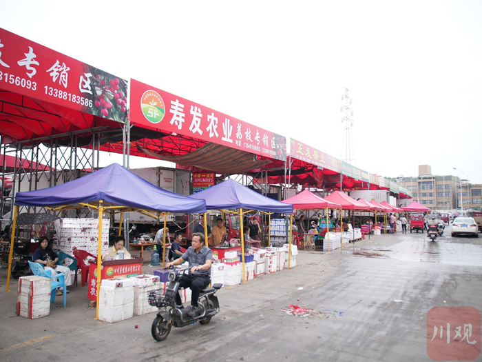 6月20日，四川雨润国际农产品交易中心荔枝销售区。