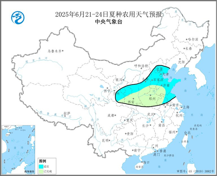 图1  2025年6月21-24日夏种农用天气预报