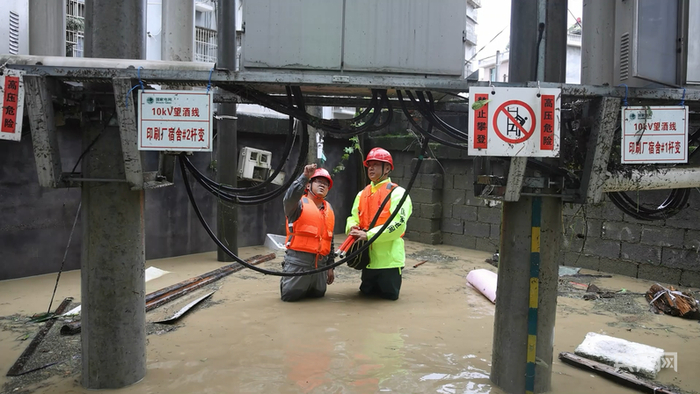 国网龙山供电公司开展电力抢修（央广网发  张国东  摄）