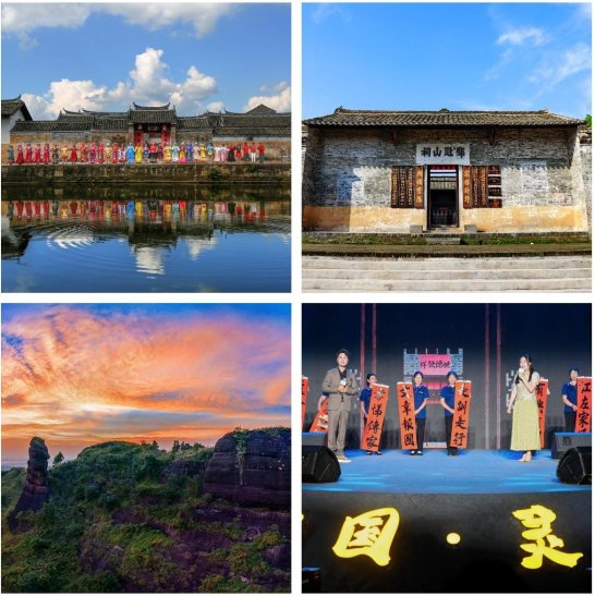 图上为灵山县大芦村、灵山县六峰山、楹联作品展示环节