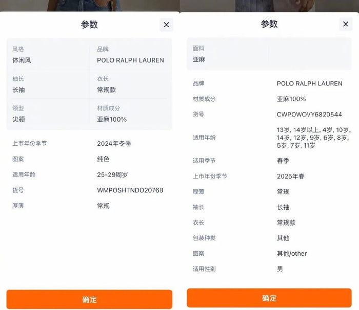 拉夫劳伦女装与童装商品对比 | 图源：截自天猫