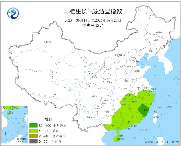 附图4 早稻生长气象适宜指数