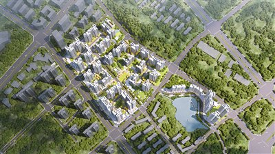 万科·未来溪地整体鸟瞰效果图。