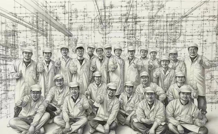 工作人员合影（画面已作特殊处理）