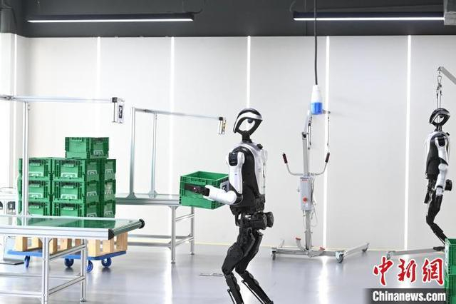 6月19日，在合肥市具身智能机器人数据采集预训练场内，人形机器人正在进行“岗前实训”。记者 韩苏原 摄